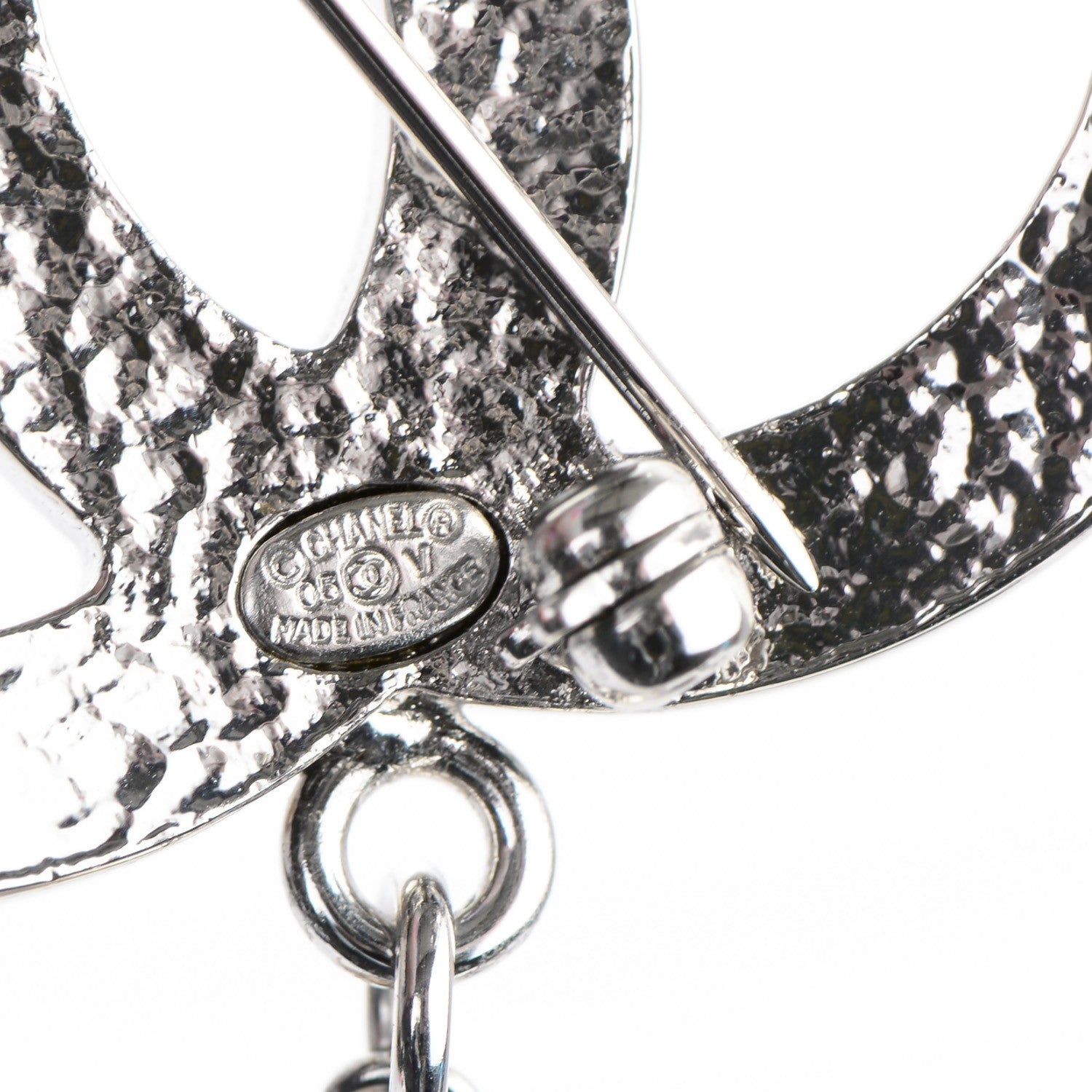 Chanel Pearl CC Drop Brooch Silver 4 of 4