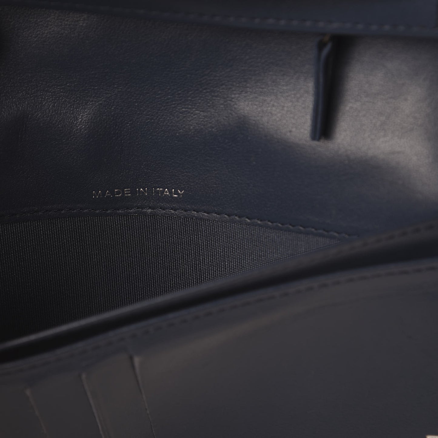 Caviar Quilted Boy Yen Wallet Navy Blue