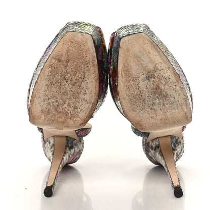 Jimmy Choo Python Floral Lola 130 Platform Sandals 36.5 Multicolor 5 of 8