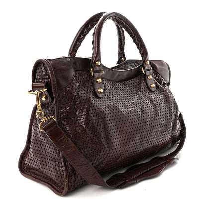 Balenciaga Agneau Classic Gold Hardware Perforated Dot City Charbon 4 of 11