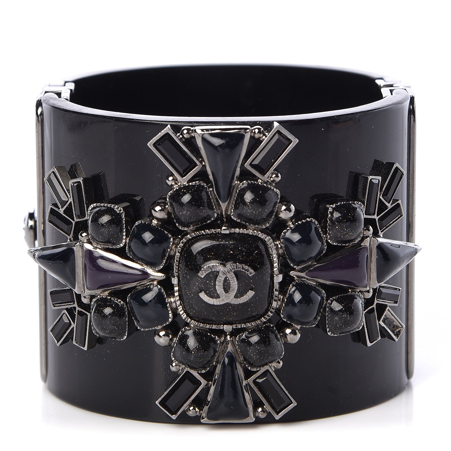Chanel Resin Enamel CC Cabochon Cuff Black 1 of 4