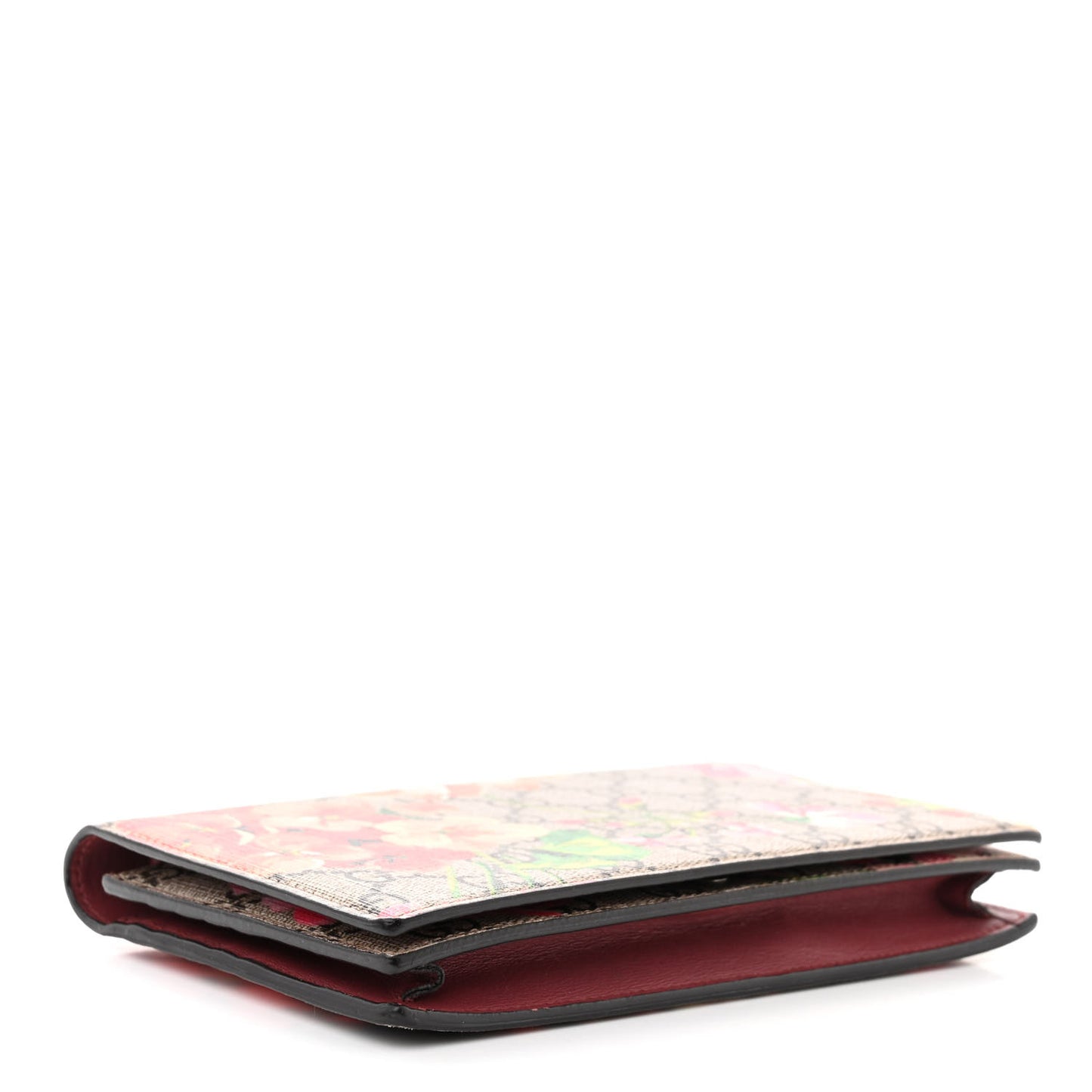 GG Supreme Monogram Blooms Chain Wallet Beige Multicolor Dry Rose