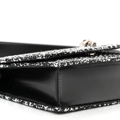 Alexander McQueen Raffia Skull Shoulder Bag Black White 8 of 9