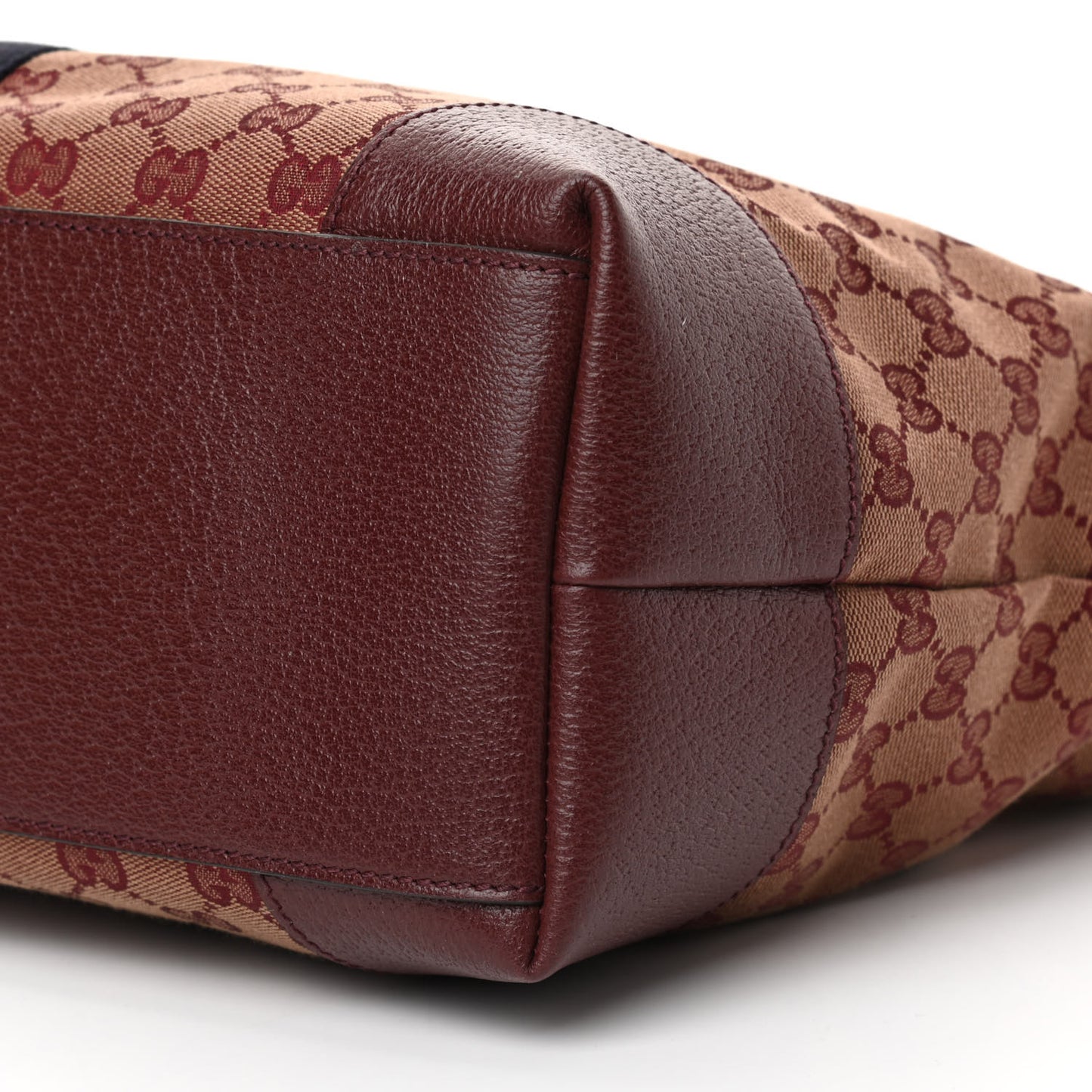 Monogram Textured Dollar Calfskin Web Medium Ophidia Shopping Tote Sahara Rubino Chardonnay
