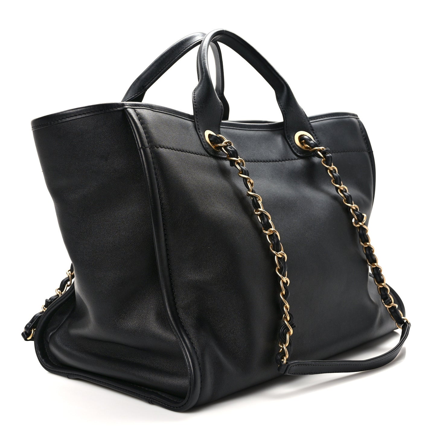 Calfskin Medium Deauville Tote Black Multicolor