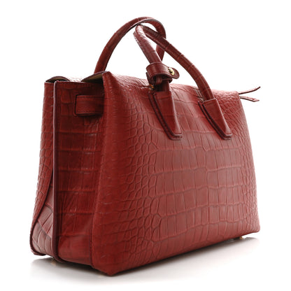 MCM Calfskin Crocodile Embossed Medium Milla Tote Ruby 3 of 10