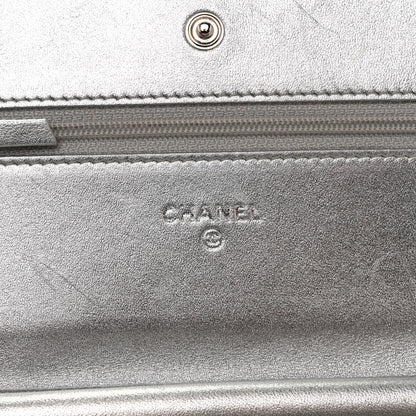 Chanel Metallic Lambskin Quilted Wallet On Chain WOC Silver 6 of 14