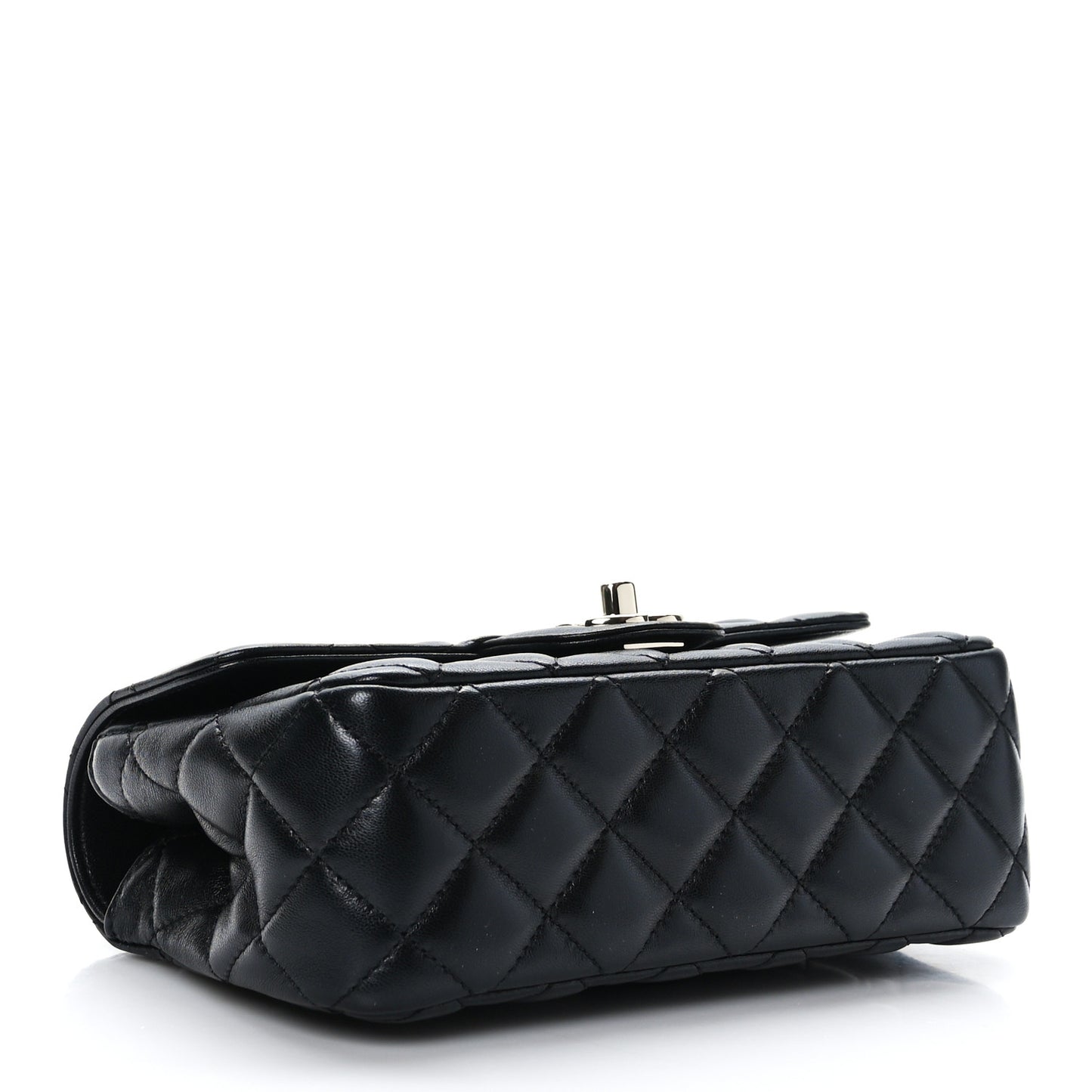 Lambskin Quilted Mini Crystal Top Handle Rectangular Flap Black
