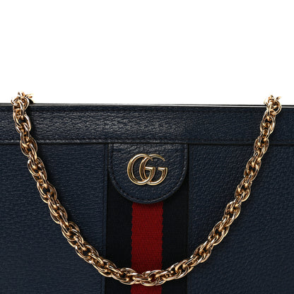 Gucci Textured Calfskin Web Medium Ophidia Chain Shoulder Bag Blue Agata 8 of 10