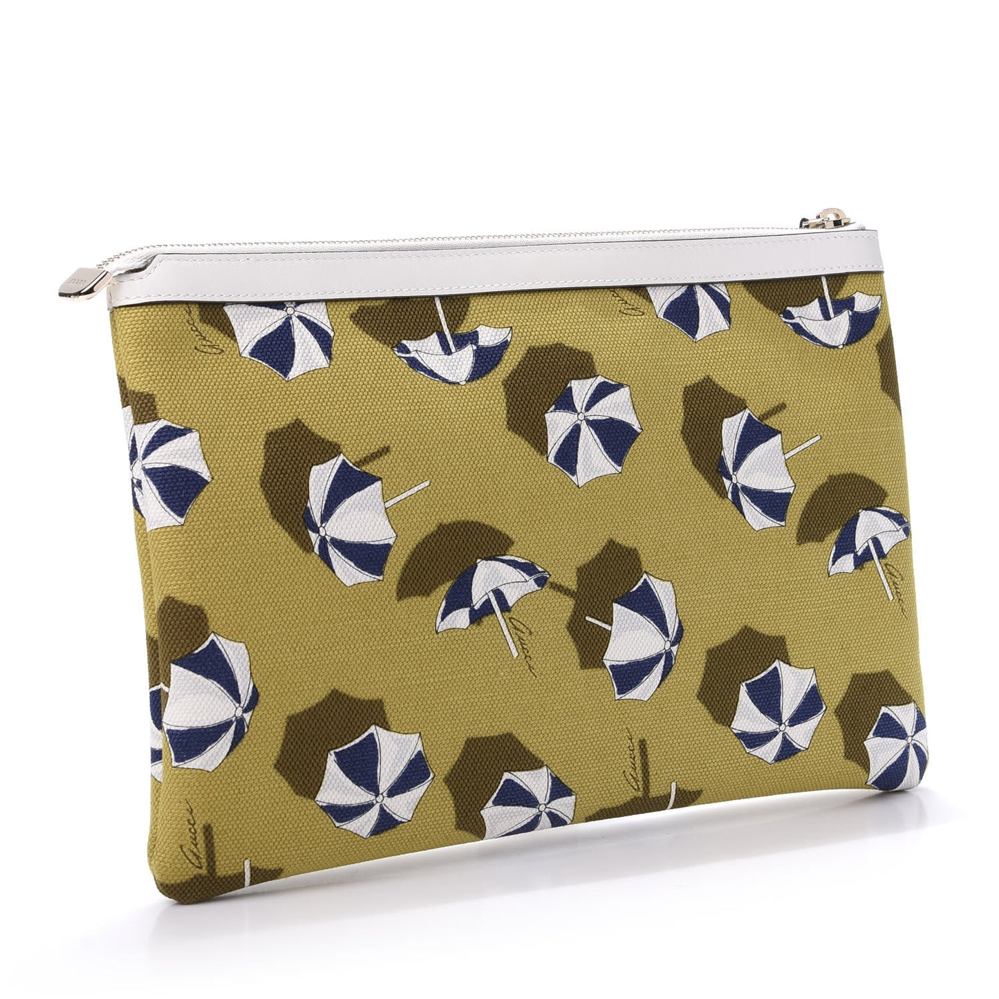 Canvas Umbrella Zip Top Pouch Yellow White