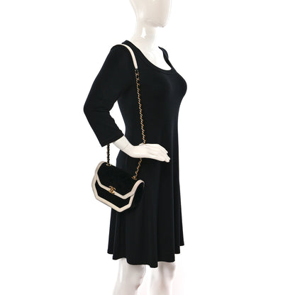 Chanel Velvet Quilted Mini Place Vendome Flap Black White 2 of 12