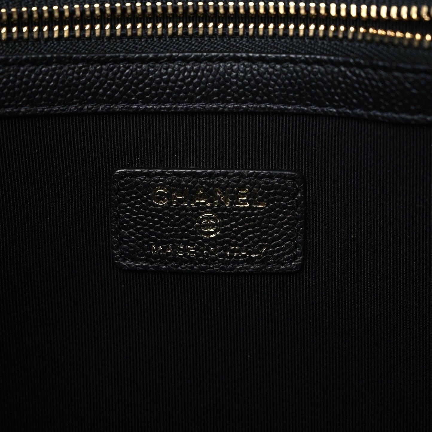 Caviar Chevron Quilted Large Ancient Greek Charms Cosmetic Case Black