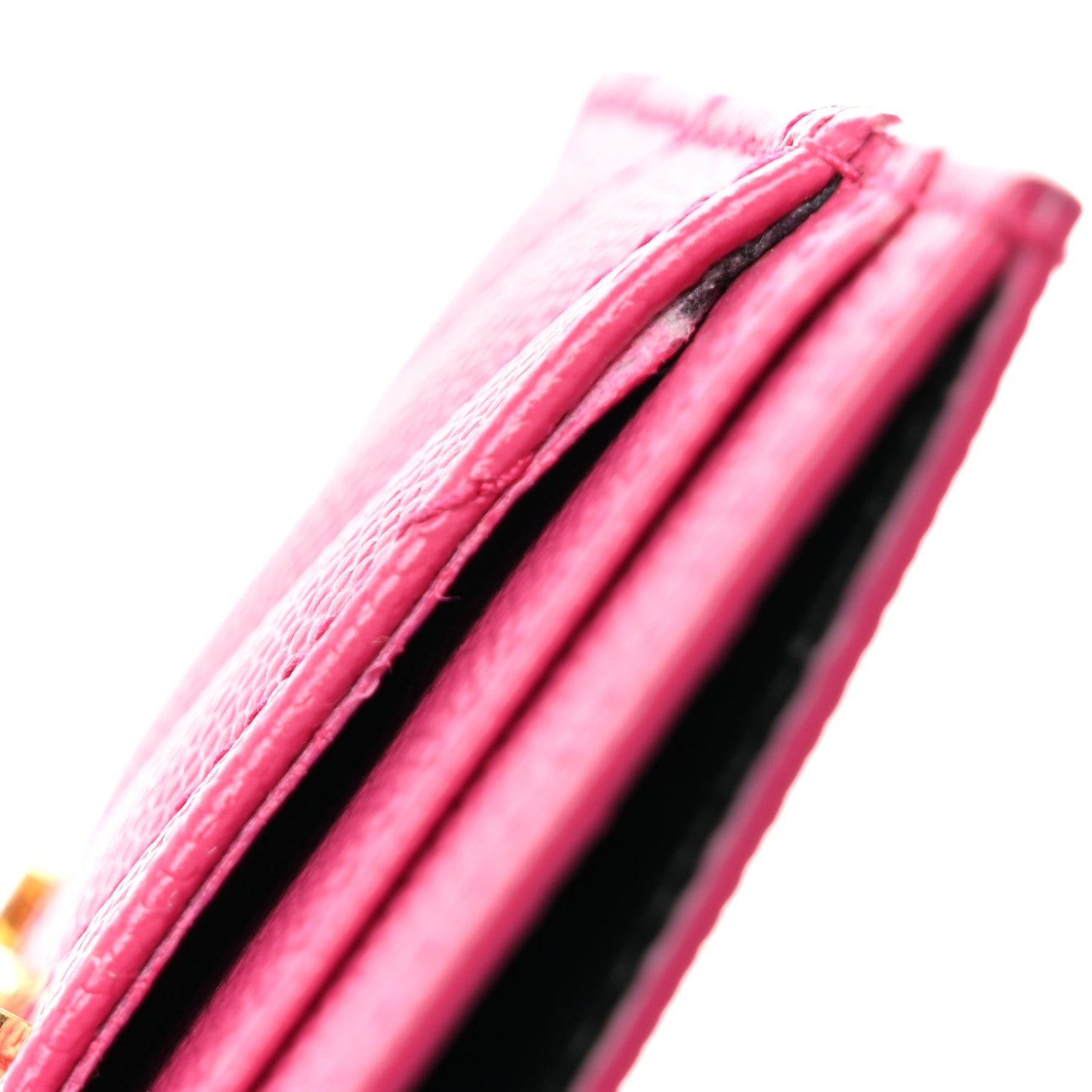 Grain De Poudre Matelasse Chevron Monogram Credit Card Case Fresh Fuxia