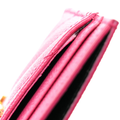 Saint Laurent Grain De Poudre Matelasse Chevron Monogram Credit Card Case Fresh Fuxia 8 of 9