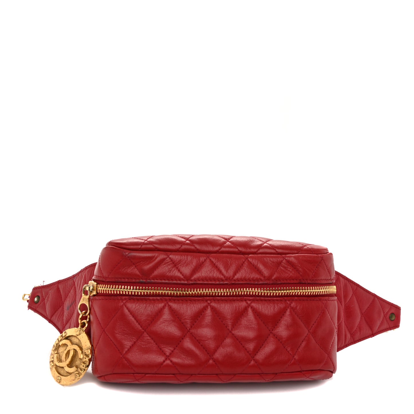 Lambskin Quilted CC Medallion Waist Belt Bag Red