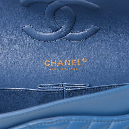 Chanel Lambskin Chevron Quilted Medium Double Flap Blue 6 of 12