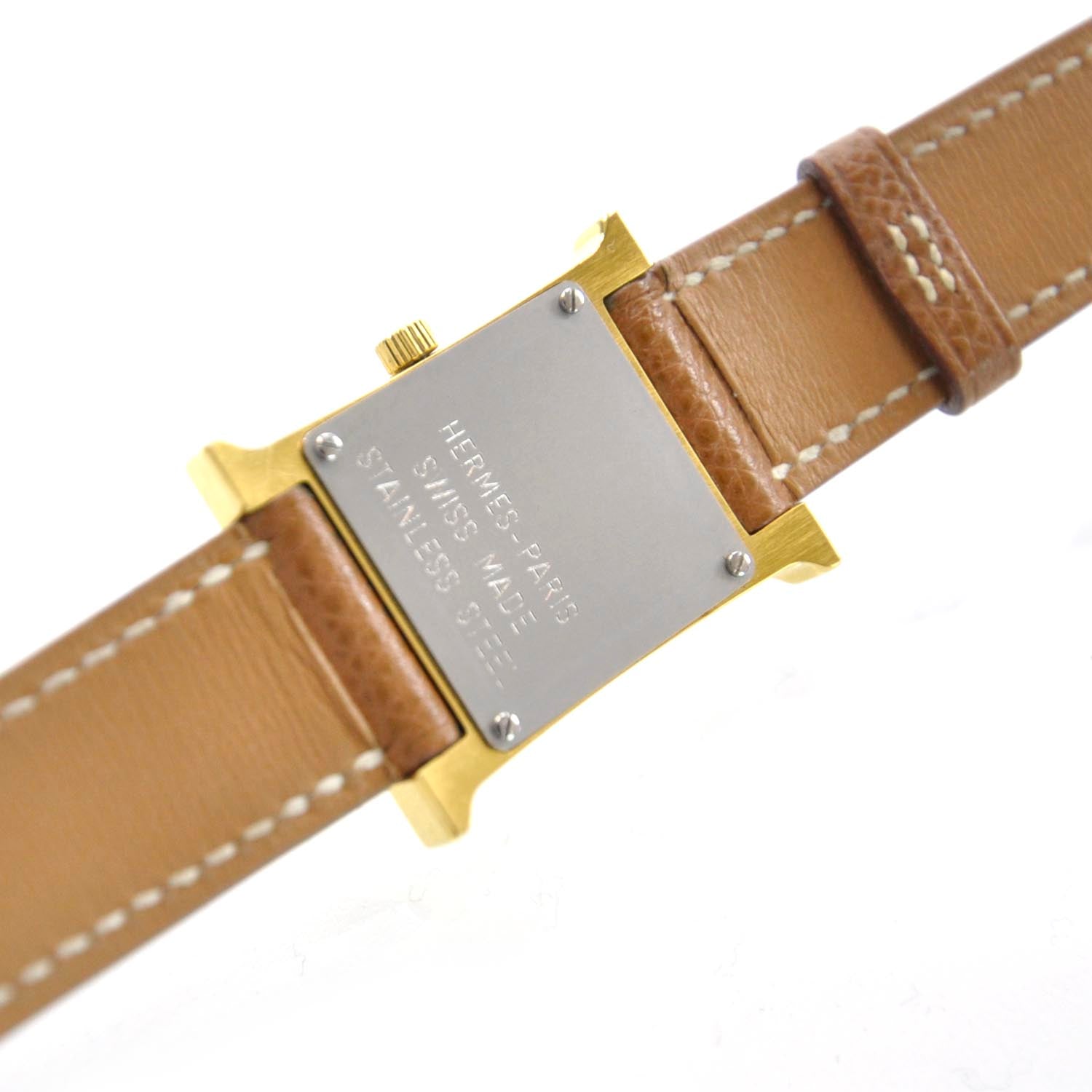 Hermes Stainless Steel Epsom 21mm Heure H Hour Quartz Watch Gold 3 of 6