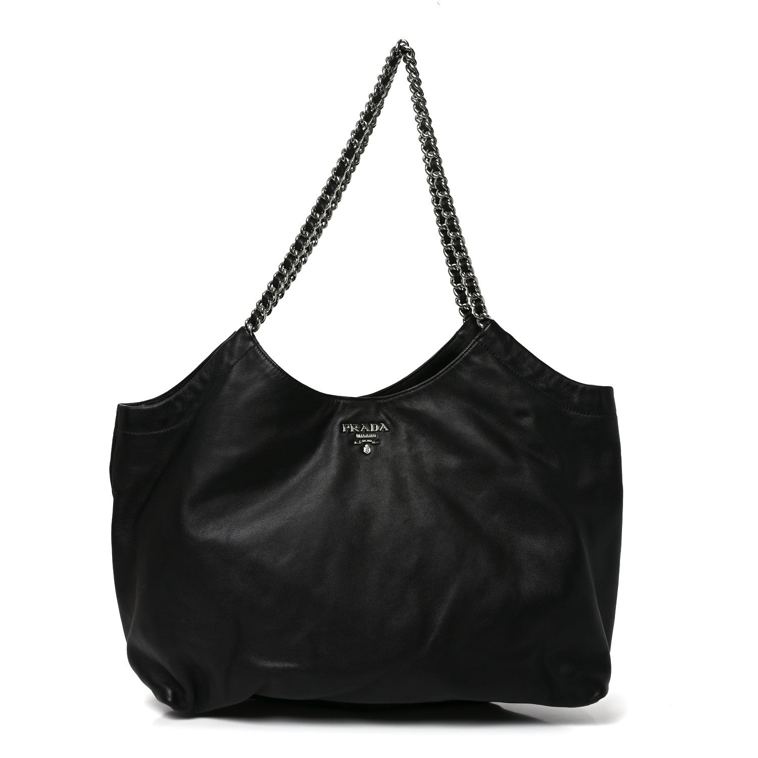 Prada Soft Calf Chain Tote Black 1 of 9