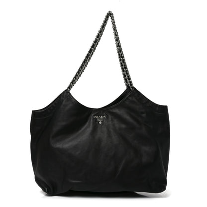 Prada Soft Calf Chain Tote Black 1 of 9