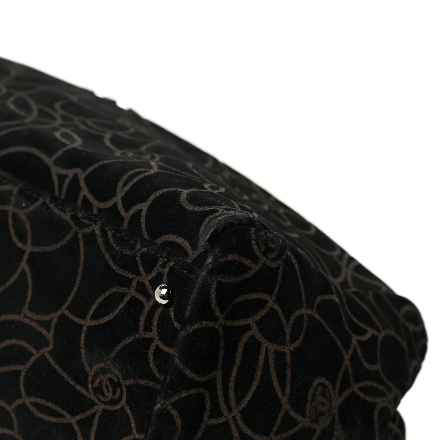 Velvet Camellia Embossed Shoulder Bag Black