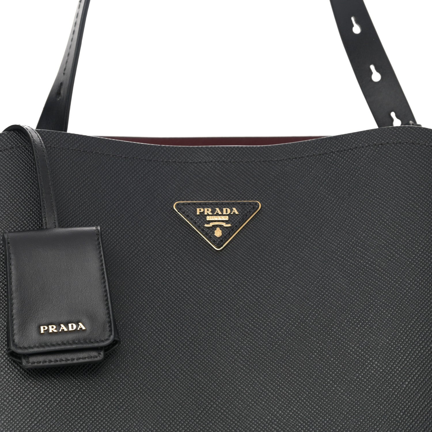 Prada Saffiano Cuir Matinee Tote Black Cherry 8 of 11