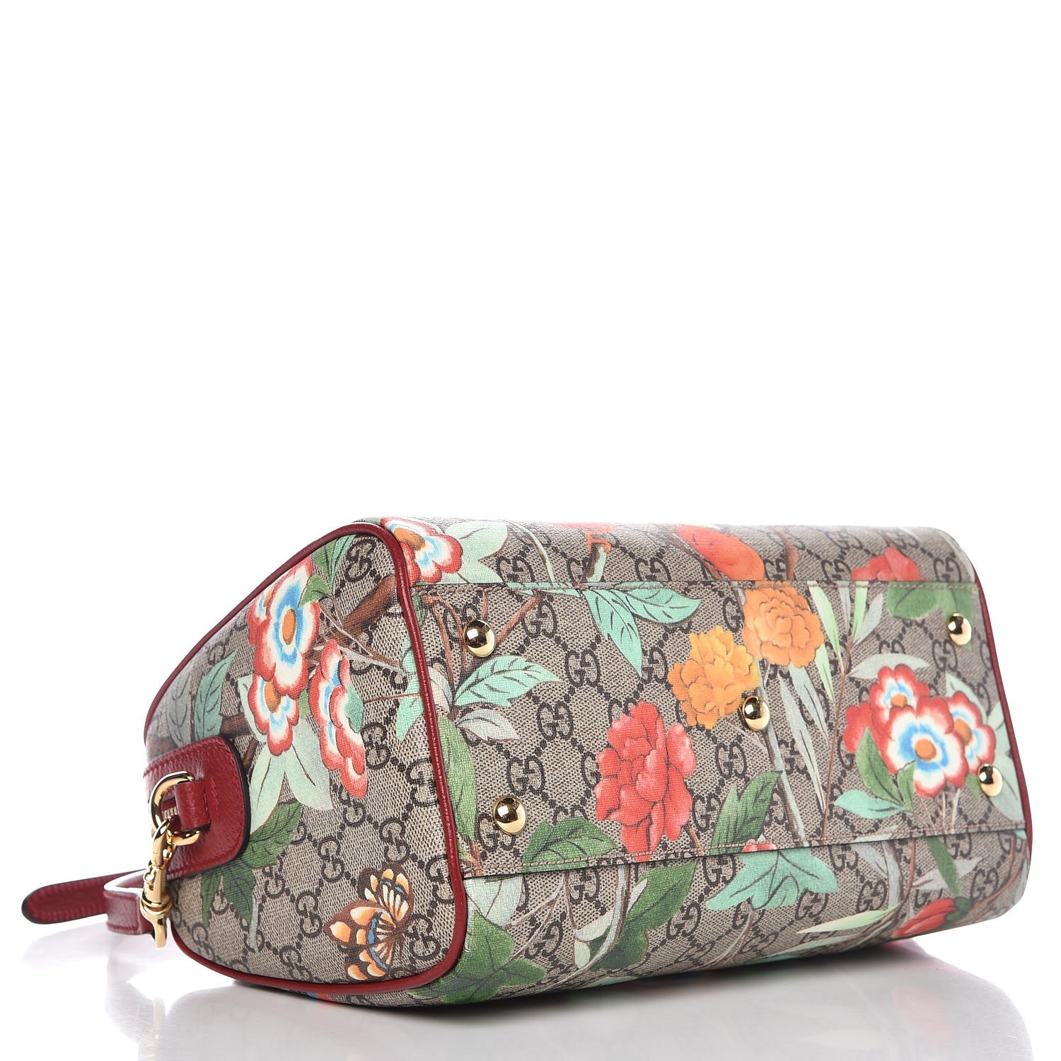 Gucci GG Supreme Monogram Tian Small Boston Beige Multicolor Red 4 of 7