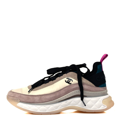 Chanel Velvet Calfskin Mixed Fibers CC Sneakers 37 Beige 1 of 7