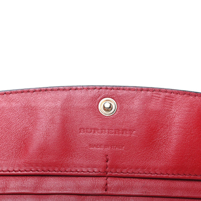 Burberry Calfskin House Check Continental Wallet Red 6 of 11