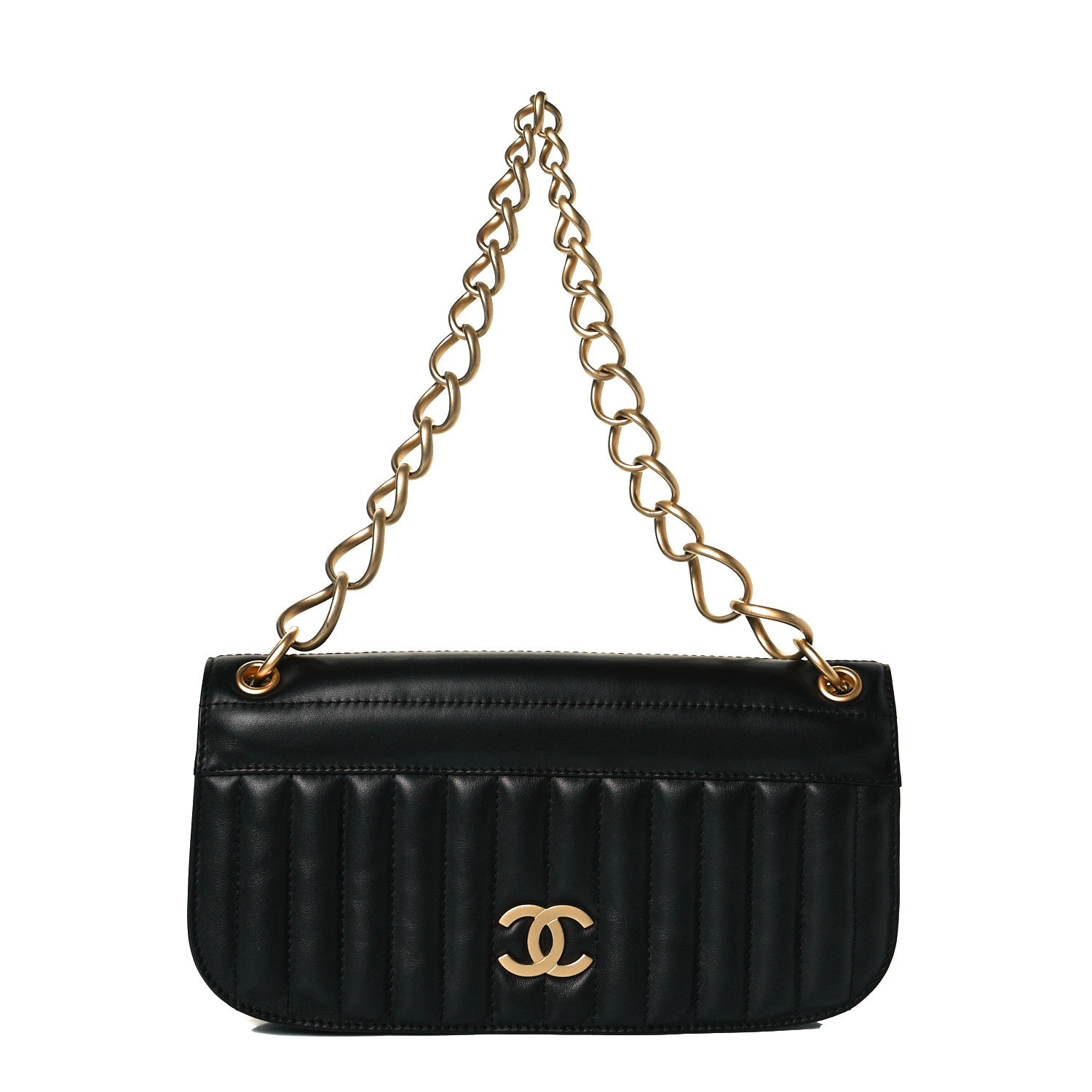 Chanel Calfskin Vertical Quilted Single Flap Black 1 of 8