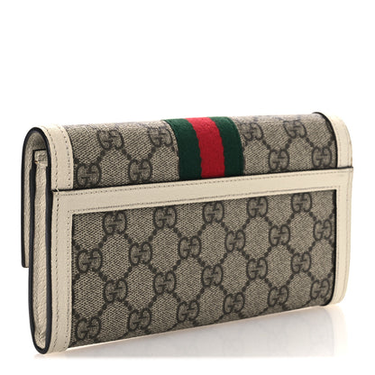 Gucci GG Supreme Monogram Web Queen Margaret Flap Wallet Beige Ebony Mystic White 3 of 9