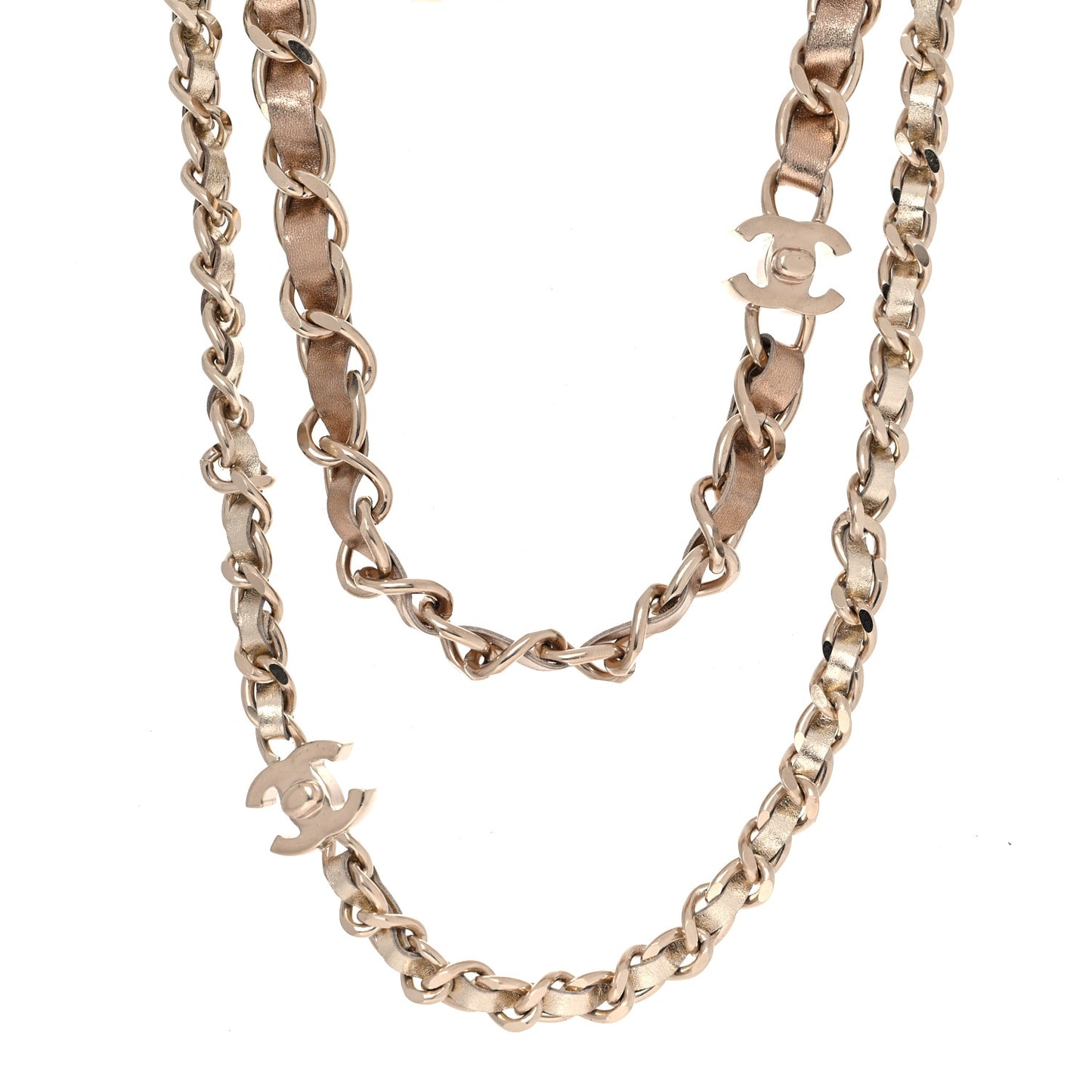 Lambskin CC Turnlock Necklace Gold