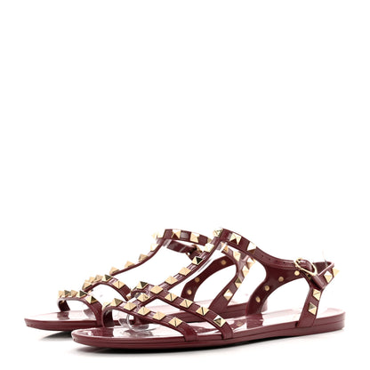 Valentino Garavani PVC Jelly Rockstud Caged Sandals 38 Cerise 3 of 8
