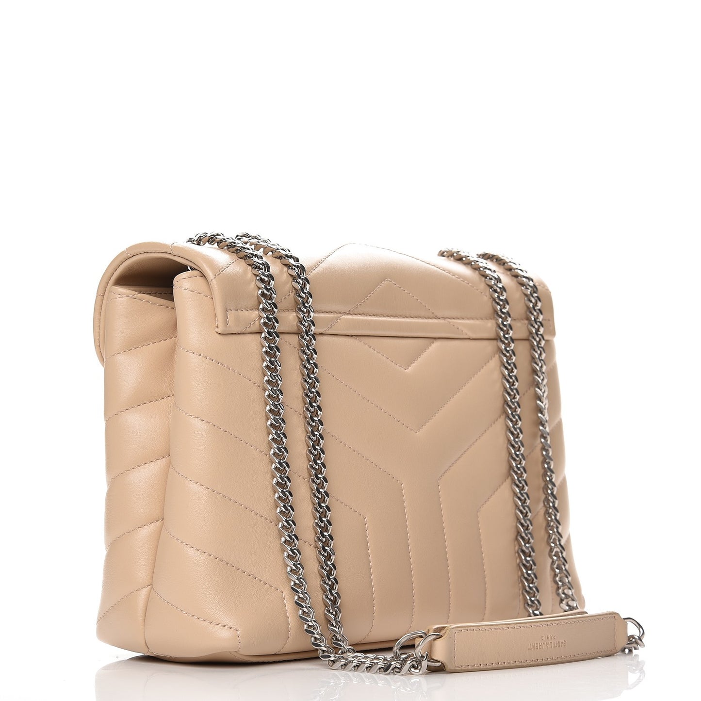 Calfskin Y Quilted Monogram Small Loulou Chain Satchel Nude Powder