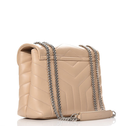 Saint Laurent Calfskin Y Quilted Monogram Small Loulou Chain Satchel Nude Powder 4 of 10