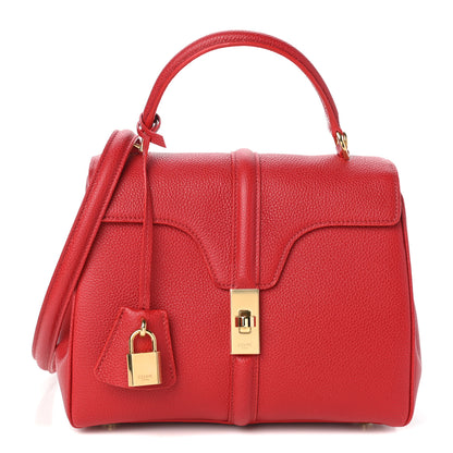 Celine Grained Calfskin Small 16 Top Handle Bag Red 1 of 9