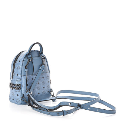 MCM Visetos Side Stud X-Mini Stark Bebe Boo Backpack Blue 3 of 8