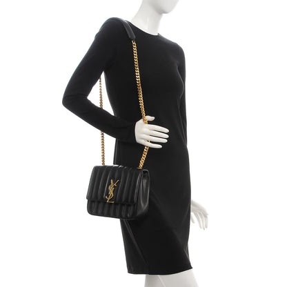 Saint Laurent Lambskin Matelasse Monogram Medium Vicky Chain Bag Black 2 of 9