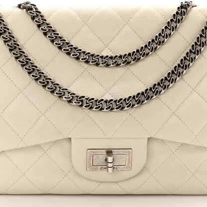 Chanel Caviar Quilted Jumbo Single Flap Bijoux Chain Ivory 8 of 12