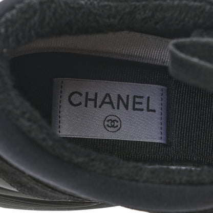 Chanel Nylon Calfskin Suede CC Sneakers 40 Black 6 of 8