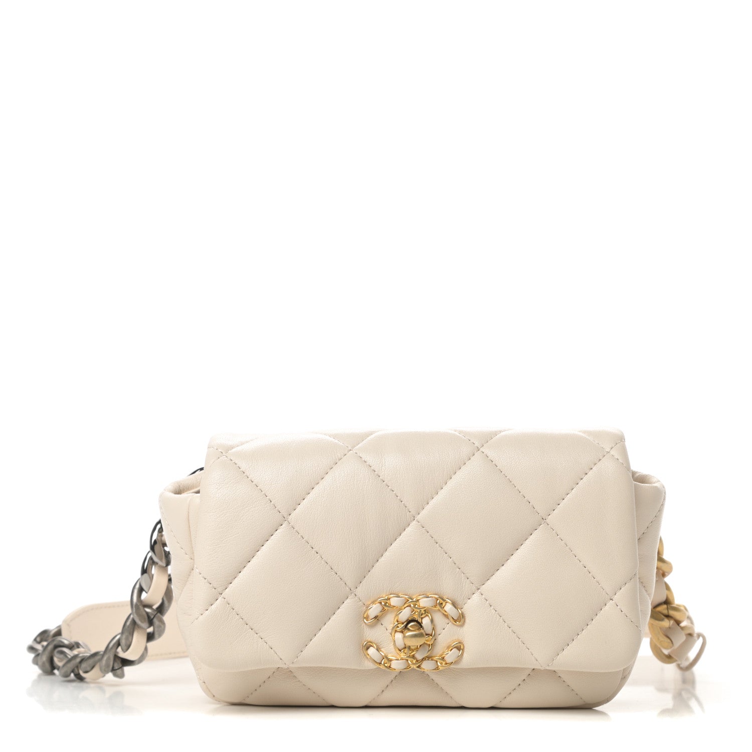 Chanel Lambskin Quilted Chanel 19 Waist Bag Light Beige 1 of 10