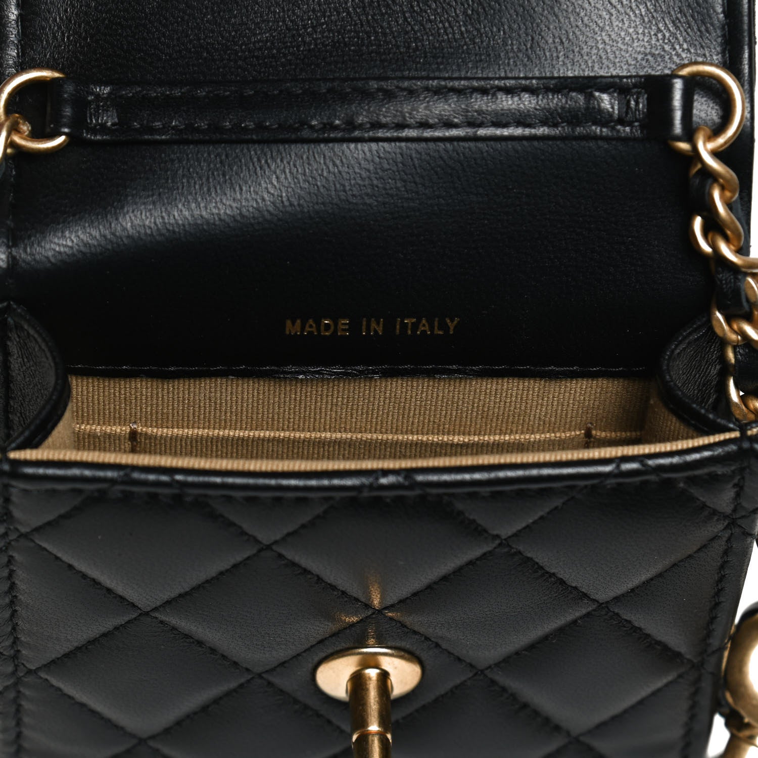 Chanel Lambskin Quilted Pearl Crush Phone Holder With Chain Black 7 of 11