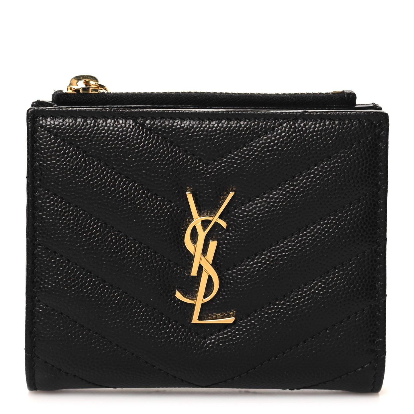 Grain De Poudre Matelasse Chevron Monogram Zipped Card Case Black