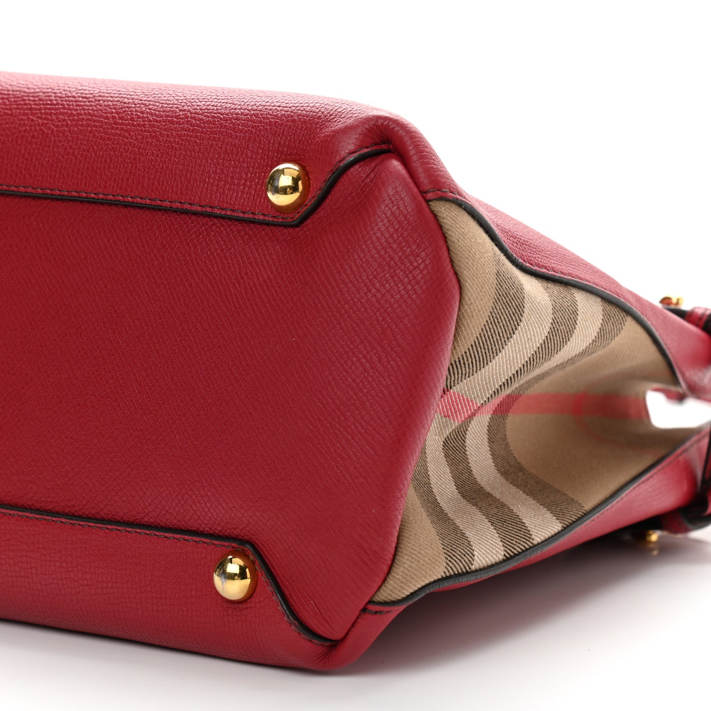 Grainy Calfskin House Check Medium Banner Tote Red