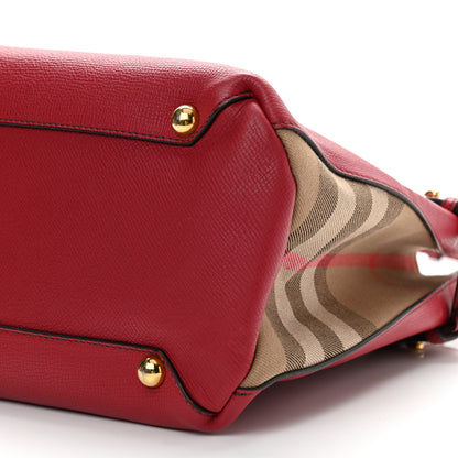 Burberry Grainy Calfskin House Check Medium Banner Tote Red 13 of 15