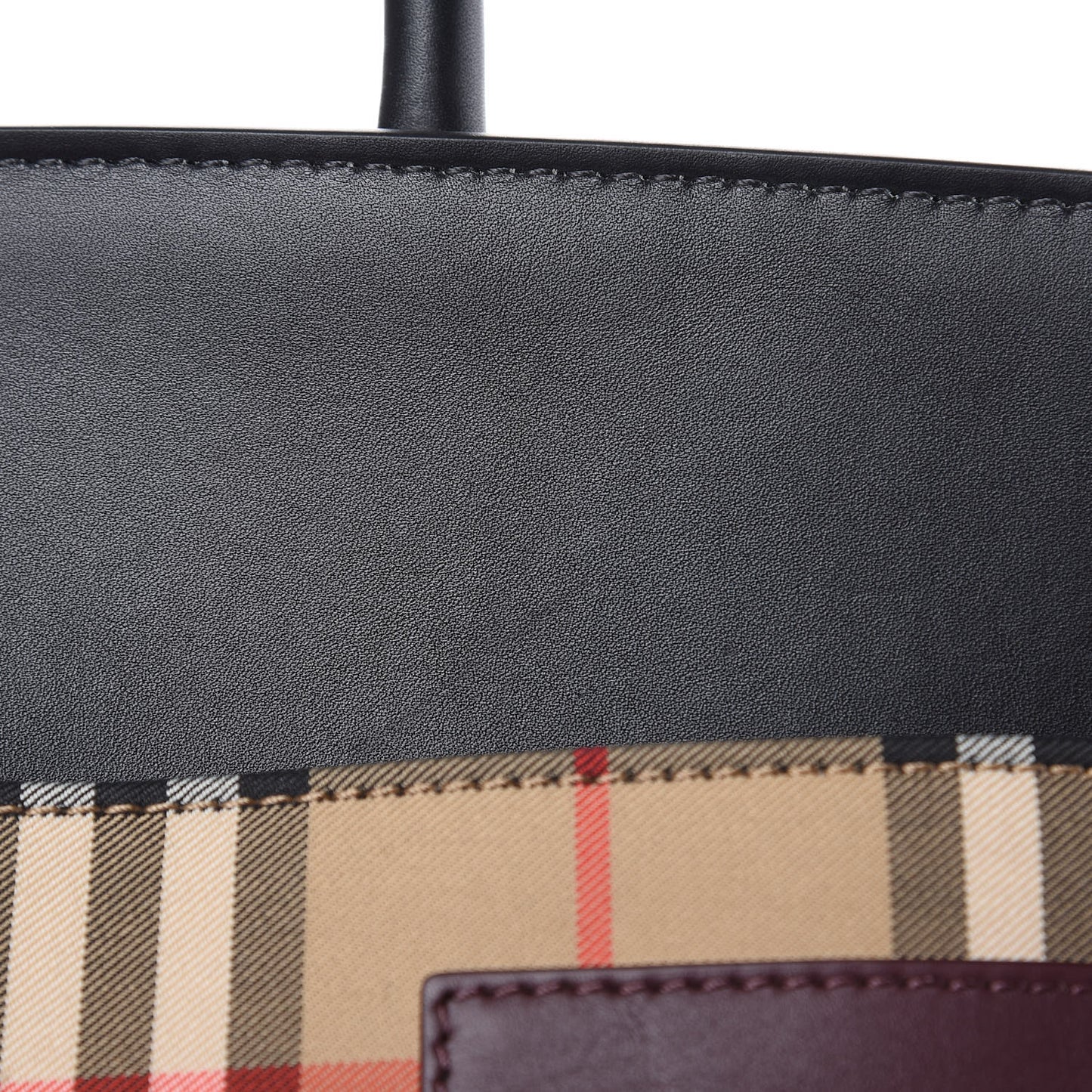 Calfskin House Check Medium Society Top Handle Bag Archive Beige Black
