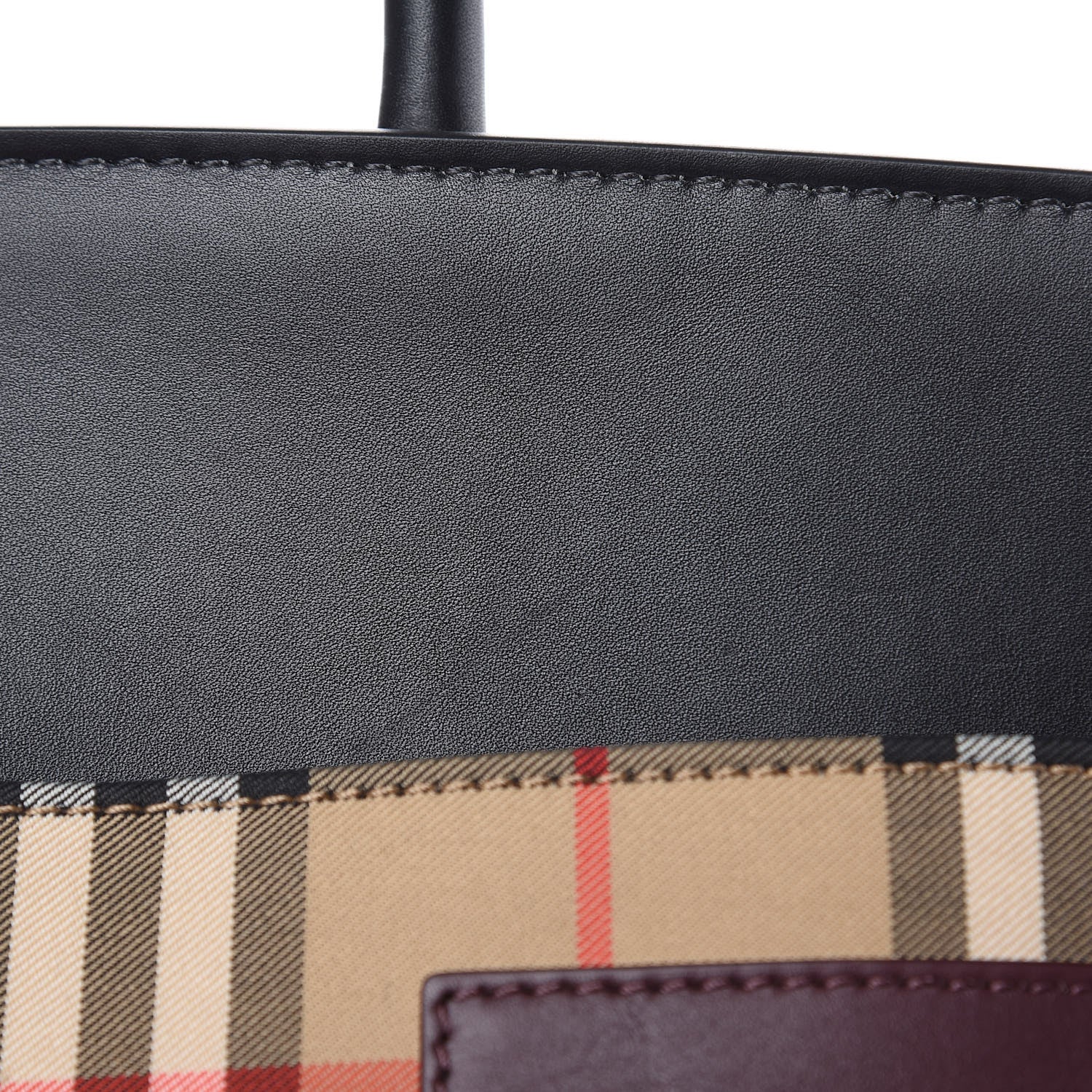 Burberry Calfskin House Check Medium Society Top Handle Bag Archive Beige Black 7 of 10