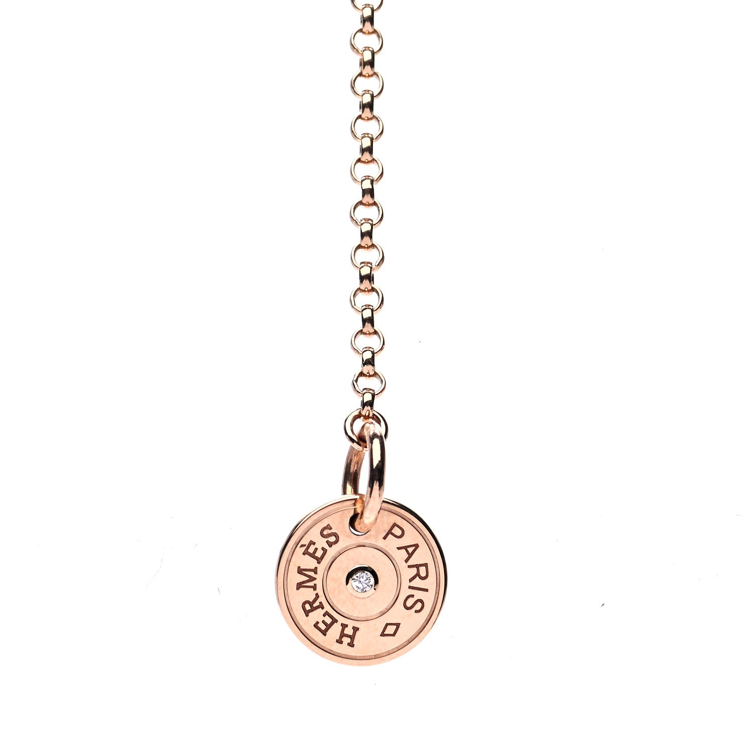 Hermes 18K Rose Gold Diamond Gambade Necklace 7 of 8