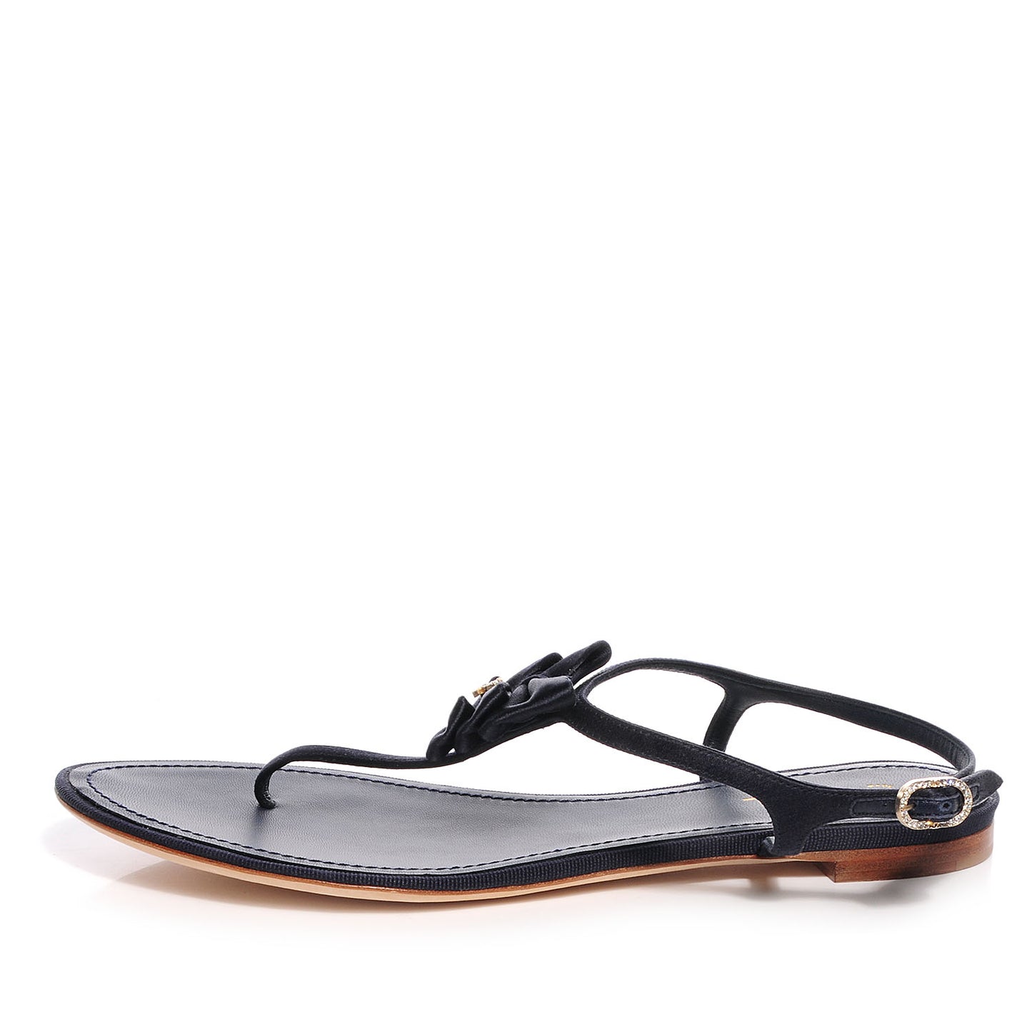 Satin Bow Thong Sandals 39.5 Navy