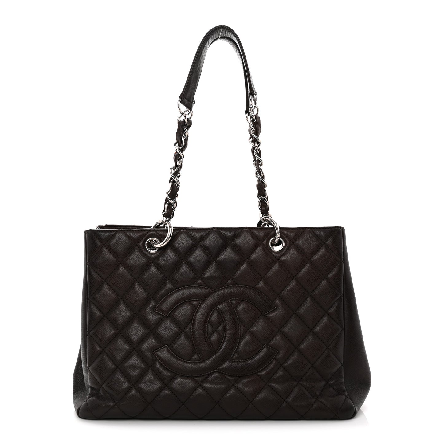 Caviar Quilted Grand Shopping Tote GST Dark Brown