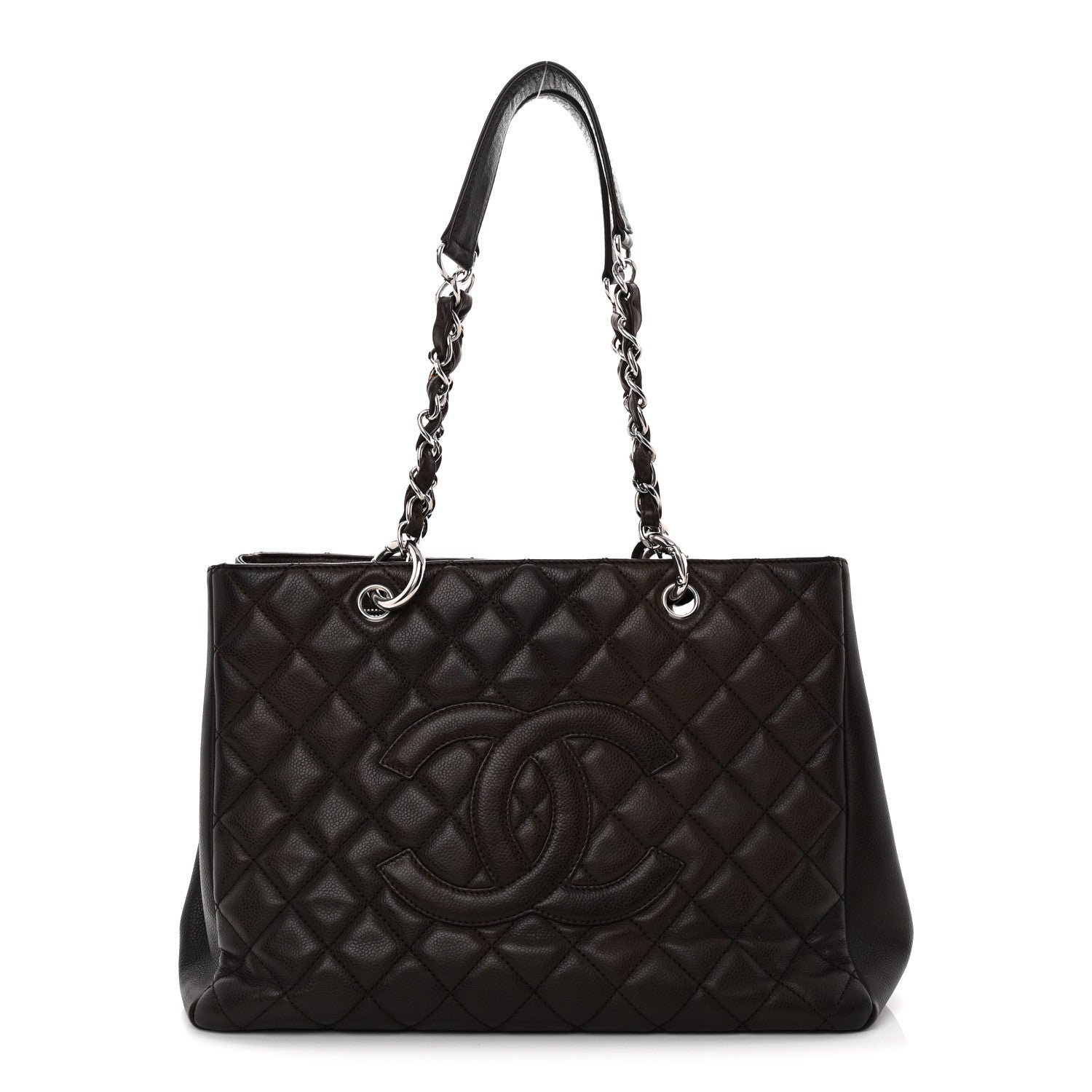 Chanel Caviar Quilted Grand Shopping Tote GST Dark Brown 1 of 13